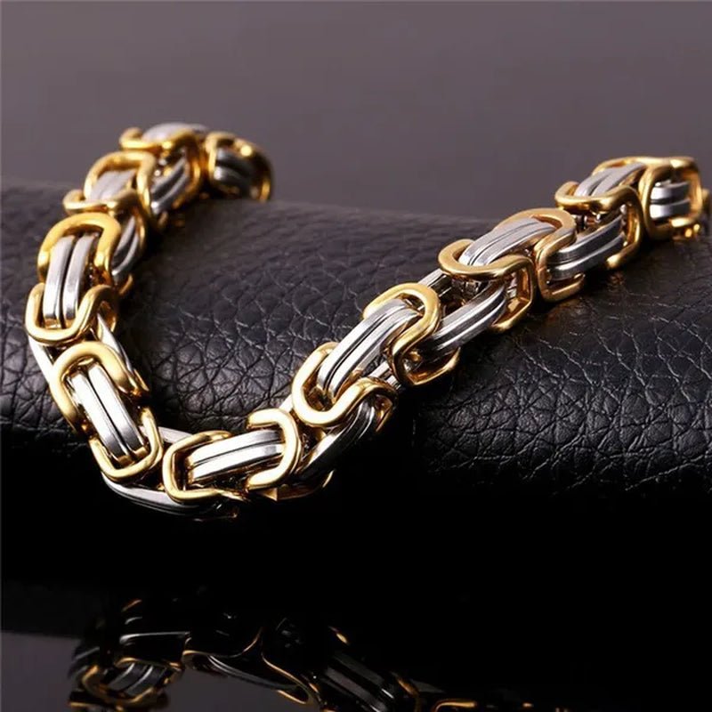 Men‘S Fashion Necklace Stainless Steel Silver Gold Box Byzantine Chain Necklace 18Inch-26Inch