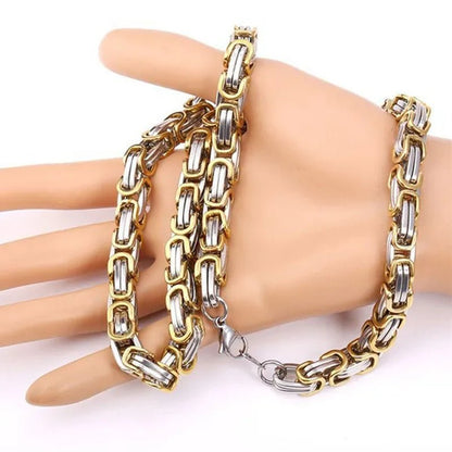 Men‘S Fashion Necklace Stainless Steel Silver Gold Box Byzantine Chain Necklace 18Inch-26Inch