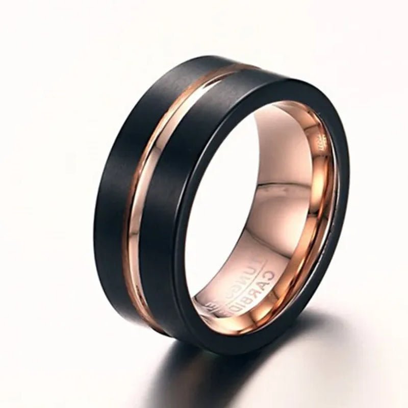 Mens Jewelry Black Rose Gold Elegant Brushed Tungsten Carbide Steel Classics Ring Wedding & Engagement Rings Band From Milkle Gift - WORLD TIME VISITS