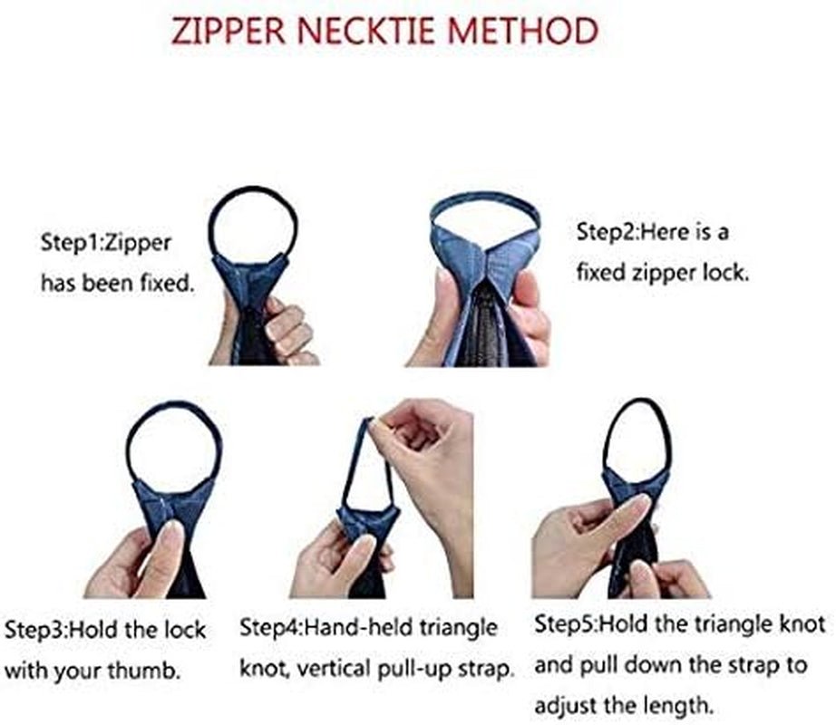 Men'S Lot 6 PCS Classic Zipper Ties Pretied Solid Color Necktie Set