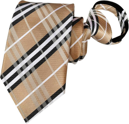 Men'S Lot 6 PCS Classic Zipper Ties Pretied Solid Color Necktie Set - WORLD TIME VISITS