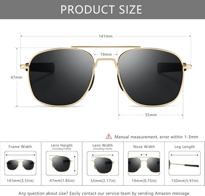 Men'S Military Style Polarized Pilot Aviator Sunglasses Bayonet Temples