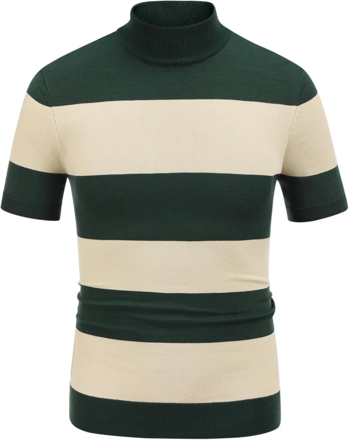 Mens Mock Turtleneck Sweater Short Sleeve Casual Dress Sweater Slim Fit Pullover Basic Knit Tee - WORLD TIME VISITS