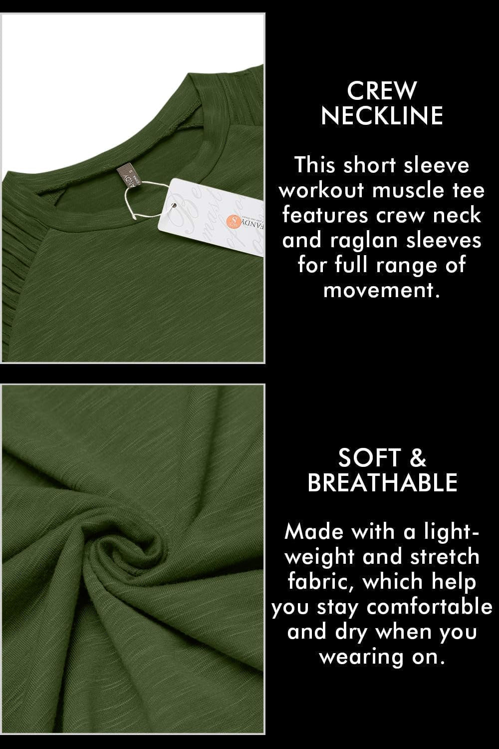 Men'S Muscle T-Shirt Pleated Raglan Sleeve Bodybuilding Gym Tee Short Sleeve Fashion Workout Shirts Hipster Shirt
