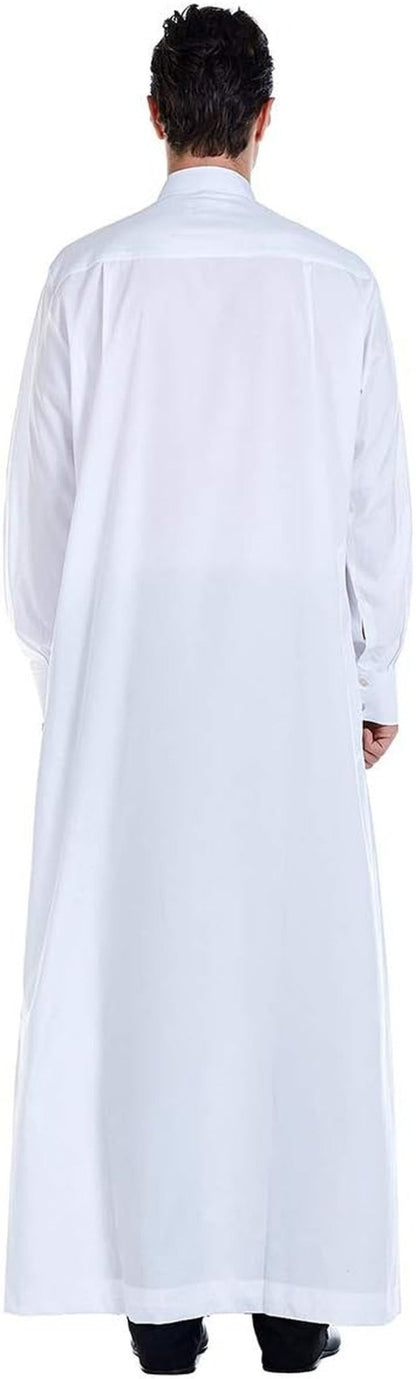 Men'S Muslim Clothes Durable Kaftan Robe Dubai Long Gown Ethnic Clothes,1Pc Soft Robe
