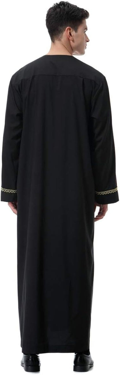Men'S Muslim Clothes Durable Kaftan Robe Dubai Long Gown Ethnic Clothes,1Pc Soft Robe