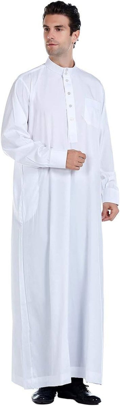 Men'S Muslim Clothes Durable Kaftan Robe Dubai Long Gown Ethnic Clothes,1Pc Soft Robe - WORLD TIME VISITS