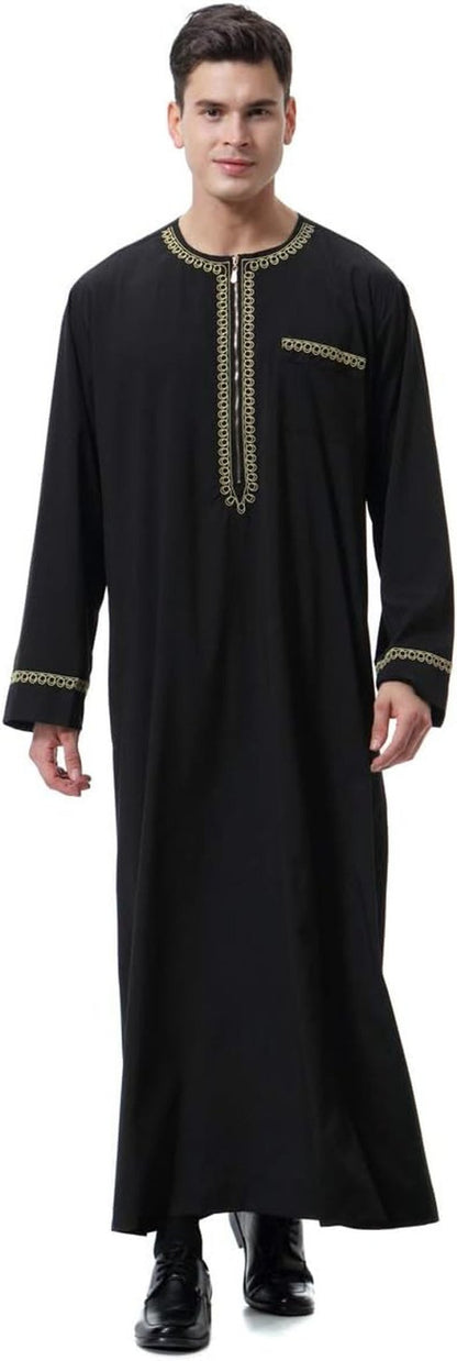 Men'S Muslim Clothes Durable Kaftan Robe Dubai Long Gown Ethnic Clothes,1Pc Soft Robe - WORLD TIME VISITS