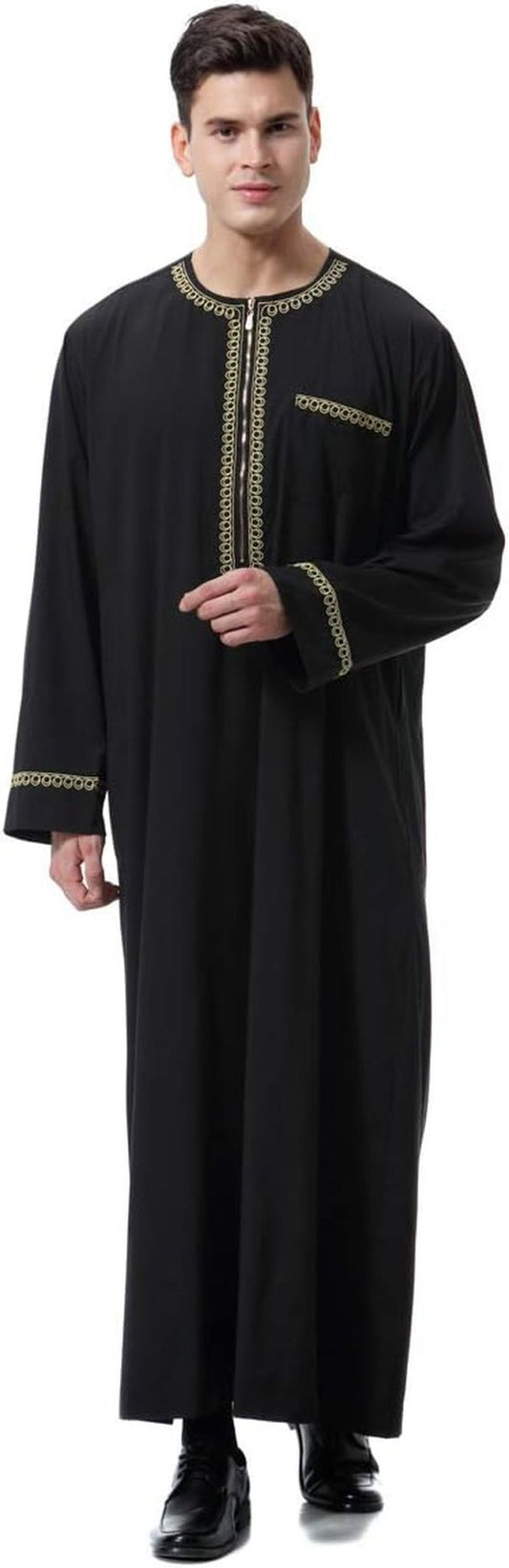 Men'S Muslim Clothes Durable Kaftan Robe Dubai Long Gown Ethnic Clothes,1Pc Soft Robe - WORLD TIME VISITS