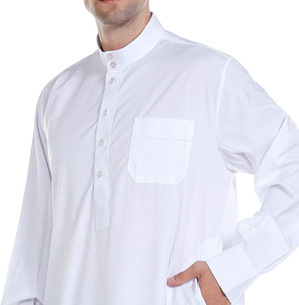 Men'S Muslim Clothes Durable Kaftan Robe Dubai Long Gown Ethnic Clothes,1Pc Soft Robe
