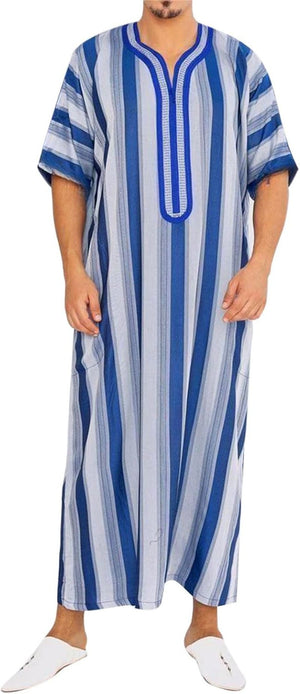 Men'S Muslim Robes Kaftan Thobe Saudi Arabic Middle East Islamic Robes Breathable Crew Neck Clothing Ramadan Jubbah