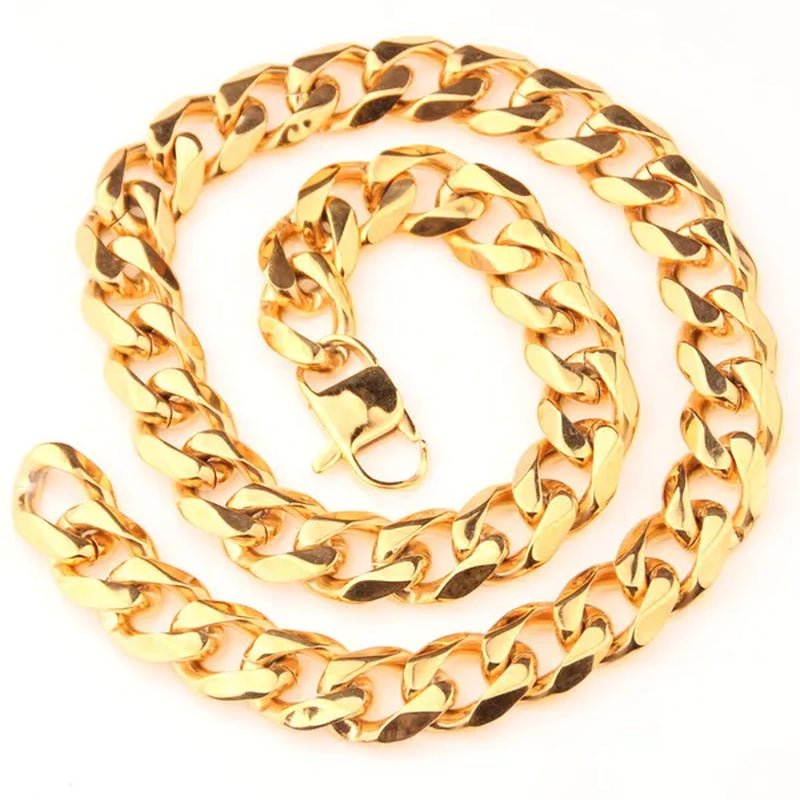 Men's or Women's Jewelry 15mm/19mm Stainless Steel Silver/Gold Curb Cuban Chain Necklace/Bracelet