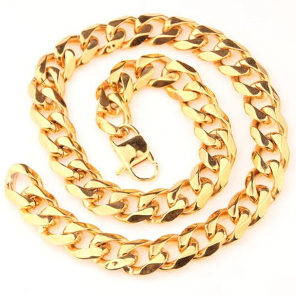 Men's or Women's Jewelry 15mm/19mm Stainless Steel Silver/Gold Curb Cuban Chain Necklace/Bracelet
