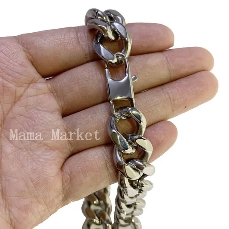 Men's or Women's Jewelry 15mm/19mm Stainless Steel Silver/Gold Curb Cuban Chain Necklace/Bracelet