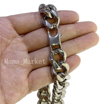 Men's or Women's Jewelry 15mm/19mm Stainless Steel Silver/Gold Curb Cuban Chain Necklace/Bracelet