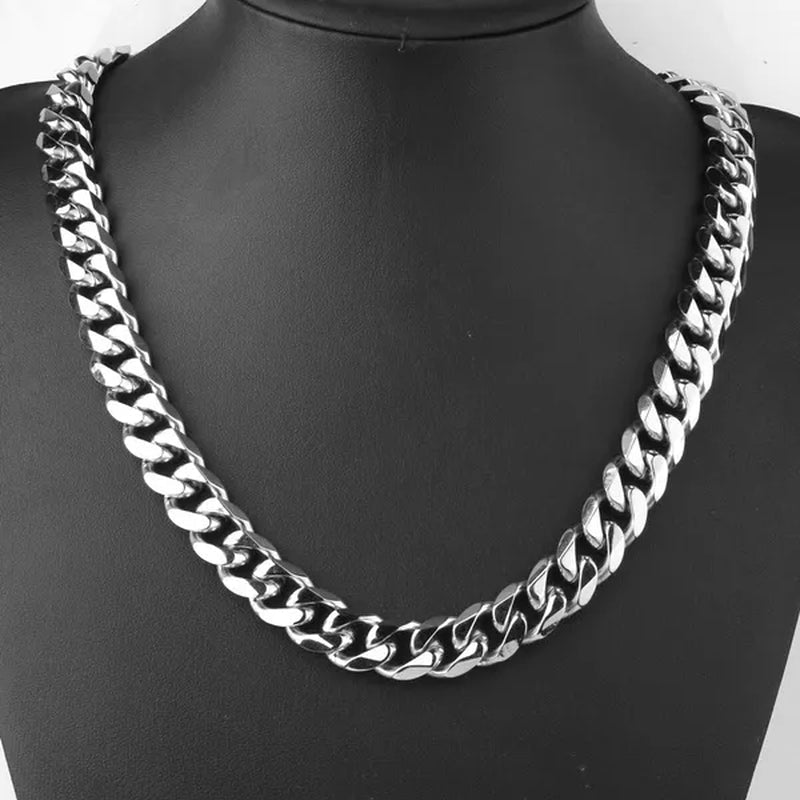 Men's or Women's Jewelry 15mm/19mm Stainless Steel Silver/Gold Curb Cuban Chain Necklace/Bracelet