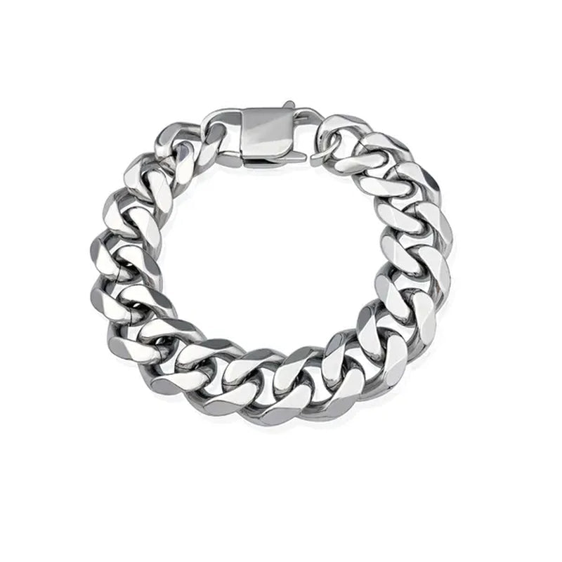 Men's or Women's Jewelry 15mm/19mm Stainless Steel Silver/Gold Curb Cuban Chain Necklace/Bracelet