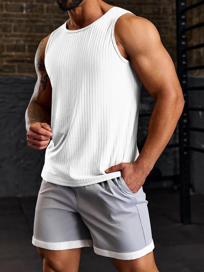 Men'S Ribbed Tank Tops 2 Pack Knit Sleeveless Workout T Shirt Muscle Gym Fitness Tee - WORLD TIME VISITS