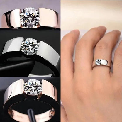 Mens Ring Classic Zircon Rings Bride Wedding Rings Rose Gold Colour Rings Silver Plated Rings Party Gift Rings for Men  Finger Jewelry