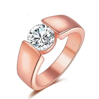 Mens Ring Classic Zircon Rings Bride Wedding Rings Rose Gold Colour Rings Silver Plated Rings Party Gift Rings for Men  Finger Jewelry