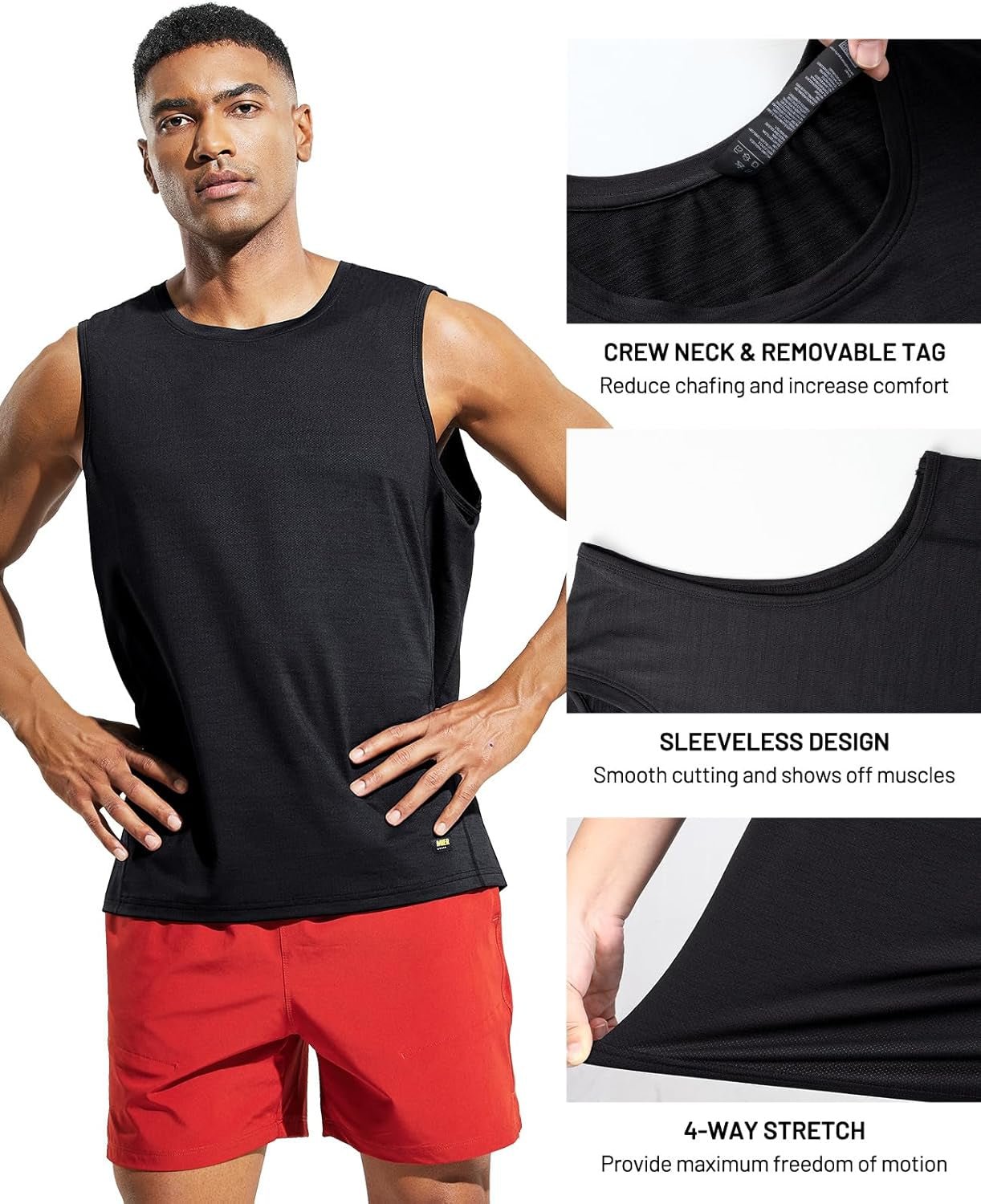 Men’S Sleeveless Tank Top Dry Fit Workout Muscle Tee Shirt for Running Athletic Gym Sports Training, Moisture Wicking