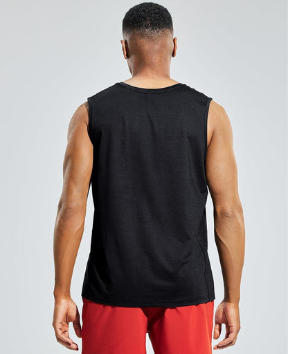 Men’S Sleeveless Tank Top Dry Fit Workout Muscle Tee Shirt for Running Athletic Gym Sports Training, Moisture Wicking
