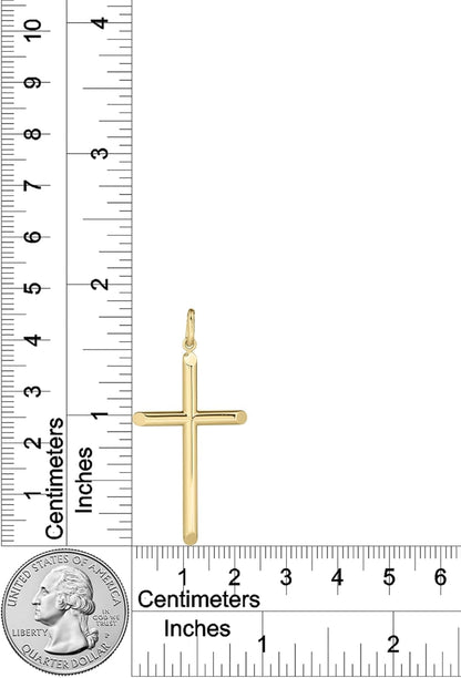 Mens Solid Tubular Cross Pendant Necklace, 24"