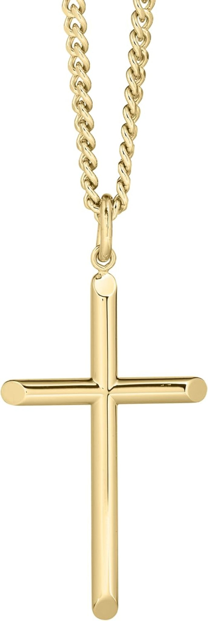 Mens Solid Tubular Cross Pendant Necklace, 24" - WORLD TIME VISITS