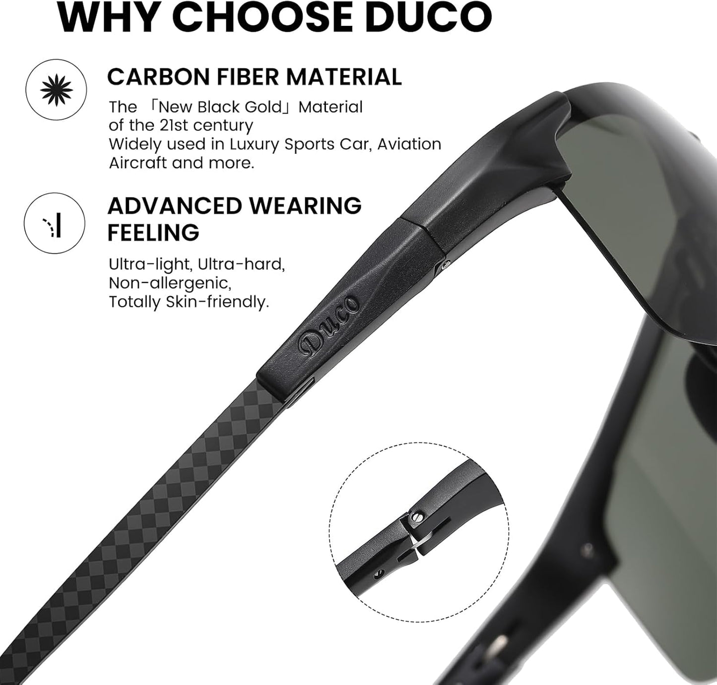 Men'S Sports Polarized Driving Carbon Fiber Sunglasses for Men UV400 Protection DC8277
