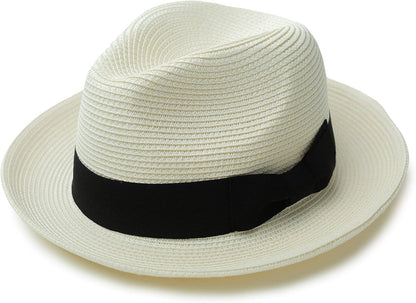 Men'S Straw Fedora Sun Hats - WORLD TIME VISITS
