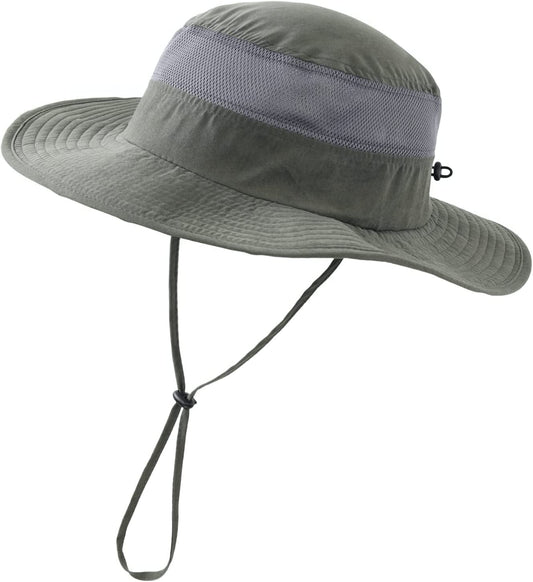 Men'S Sun Hat UPF 50+ Wide Brim Bucket Hat Mesh Fishing Hat - WORLD TIME VISITS