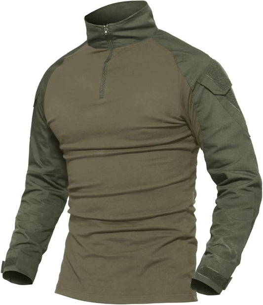 Men'S Tactical Military Shirts 1/4 Zip Long Sleeve Shirt with Pockets - WORLD TIME VISITS