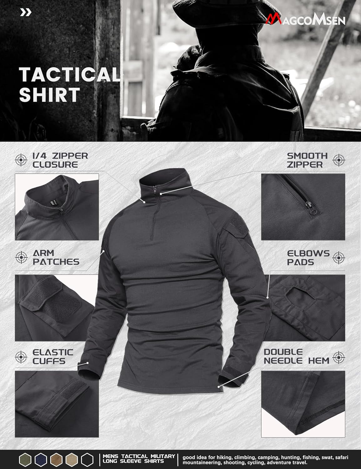 Men'S Tactical Military Shirts 1/4 Zip Long Sleeve Shirt with Pockets