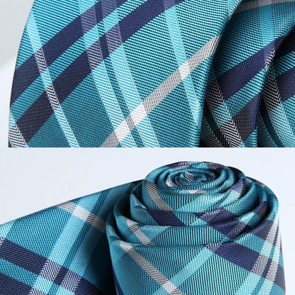 Mens Ties Plaid Tie and Pocket Square Set Classic Woven Formal Checkered Neckties & Handkerchief Wedding Party