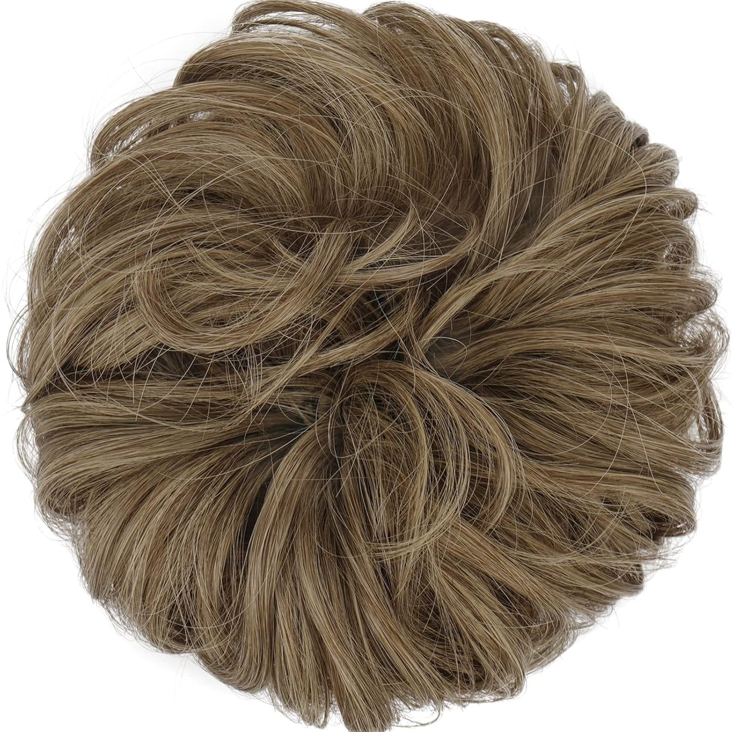 Messy Bun Hair Piece - Elastic Wavy Curly Hair Bun Scrunchies Extensions Synthetic Chignon Hairpieces for Women Girls, Dirty Brown 1 PCS - WORLD TIME VISITS