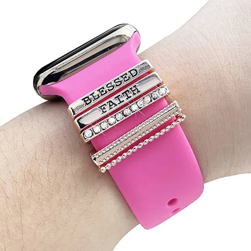 Metal Charms Watch Band Decoration Ring for Apple Diamond Ornament for Iwatch Bracelet Silicone Strap Jewelry Accessories - WORLD TIME VISITS