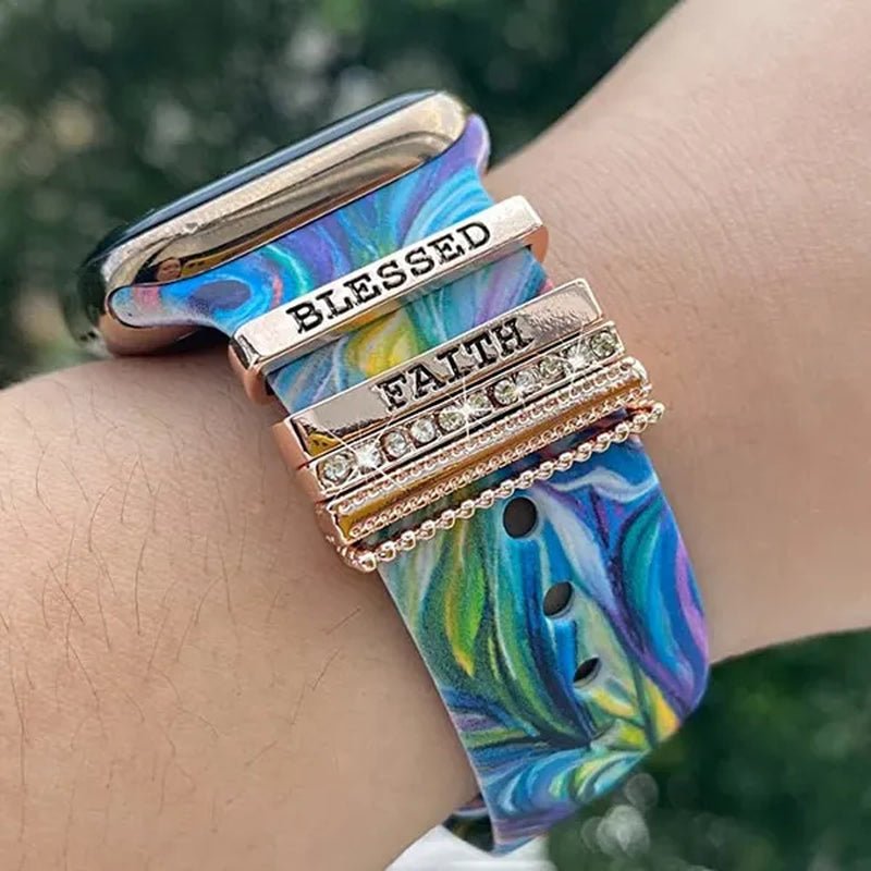 Metal Charms Watch Band Decoration Ring for Apple Diamond Ornament for Iwatch Bracelet Silicone Strap Jewelry Accessories
