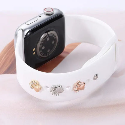 Metal Charms Watch Band Decoration Ring for Apple Diamond Ornament for Iwatch Bracelet Silicone Strap Jewelry Accessories