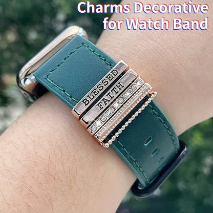 Metal Charms Watch Band Decoration Ring for Apple Diamond Ornament for Iwatch Bracelet Silicone Strap Jewelry Accessories