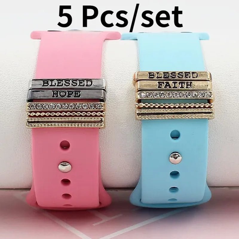 Metal Charms Watch Band Decoration Ring for Apple Diamond Ornament for Iwatch Bracelet Silicone Strap Jewelry Accessories
