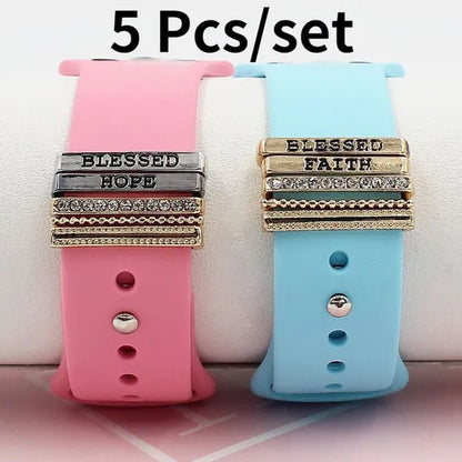 Metal Charms Watch Band Decoration Ring for Apple Diamond Ornament for Iwatch Bracelet Silicone Strap Jewelry Accessories