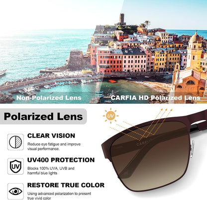 Metal Mens Sunglasses Polarized UV400 Protection for Driving Fishing Hiking Golf Everyday Use CA5225