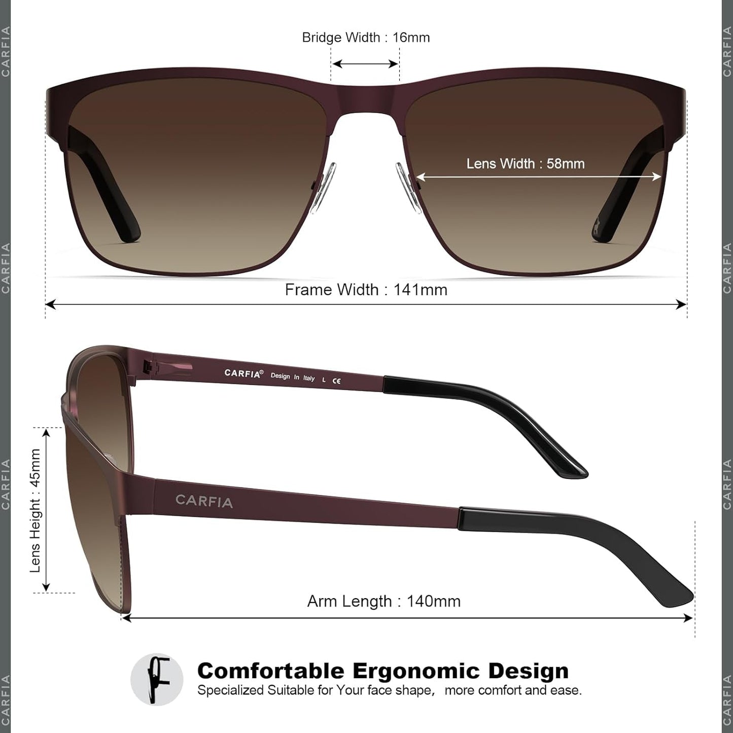 Metal Mens Sunglasses Polarized UV400 Protection for Driving Fishing Hiking Golf Everyday Use CA5225