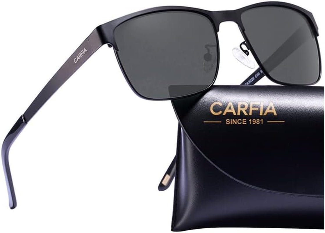 Metal Mens Sunglasses Polarized UV400 Protection for Driving Fishing Hiking Golf Everyday Use CA5225 - WORLD TIME VISITS