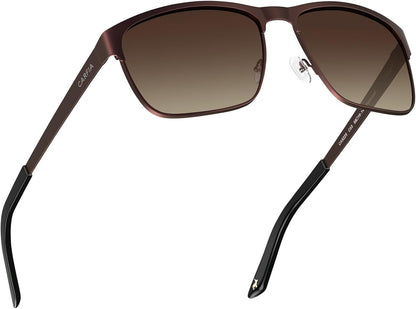 Metal Mens Sunglasses Polarized UV400 Protection for Driving Fishing Hiking Golf Everyday Use CA5225 - WORLD TIME VISITS