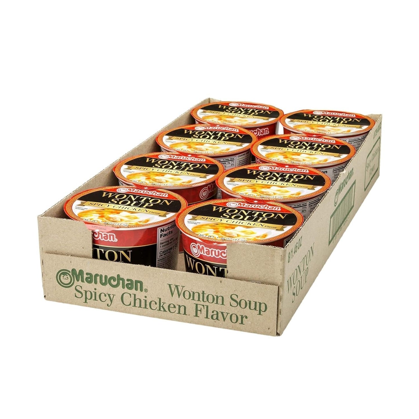 Microwavable Bowl Wonton Hot and Spicy Chicken Flavor, Pack of 8