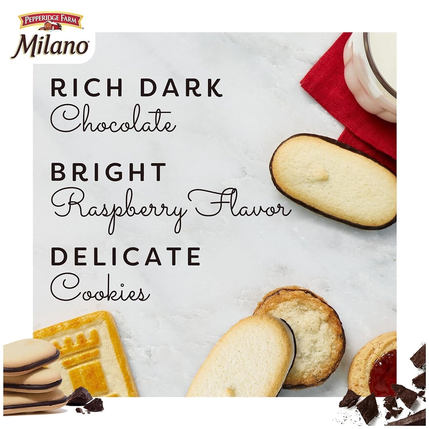 Milano Cookies, Raspberry Chocolate, 7 Oz. Bag - WORLD TIME VISITS