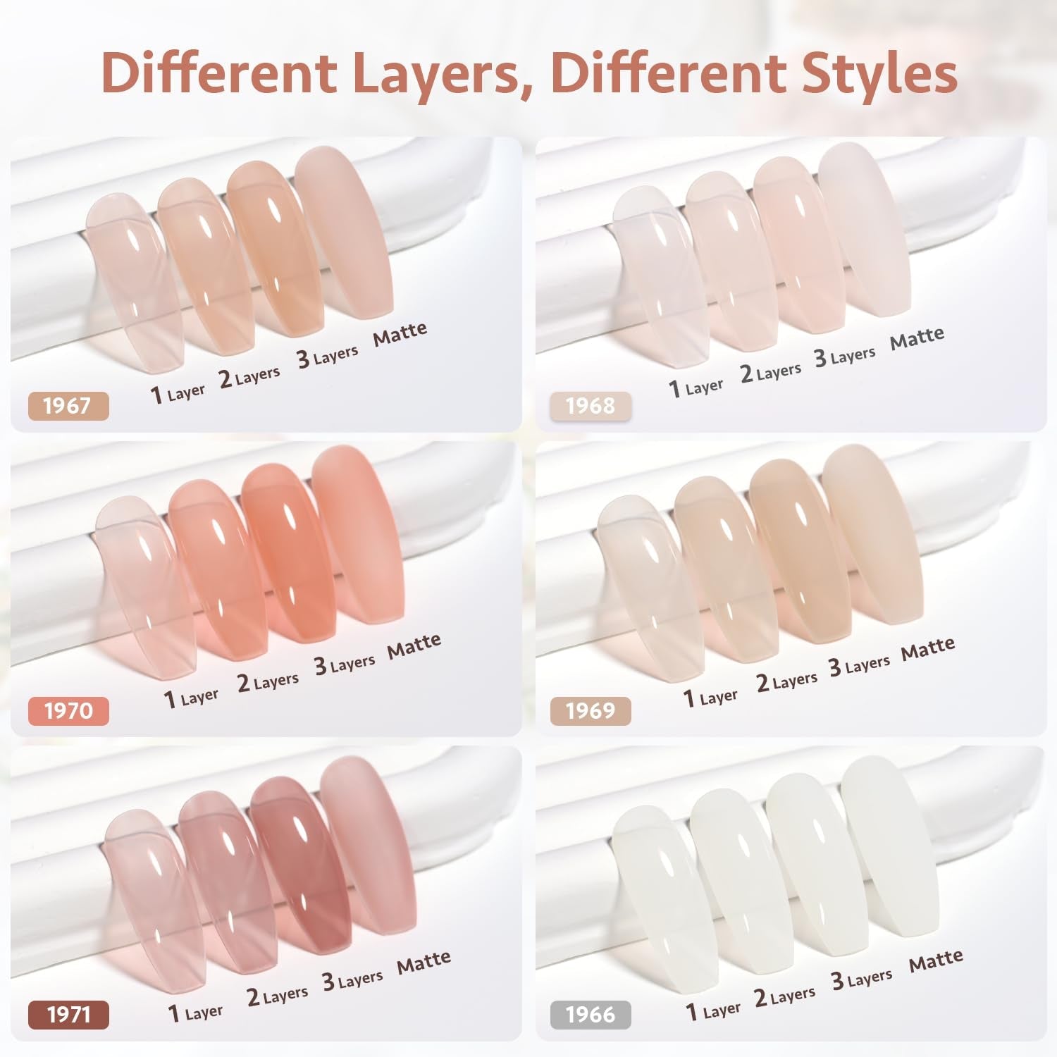 Milky Jelly Nude Gel Nail Polish Set, 6 Transparent Colors Sheer White Pink Gel Nail Kit for Salon and Nail Art DIY at Home - WORLD TIME VISITS
