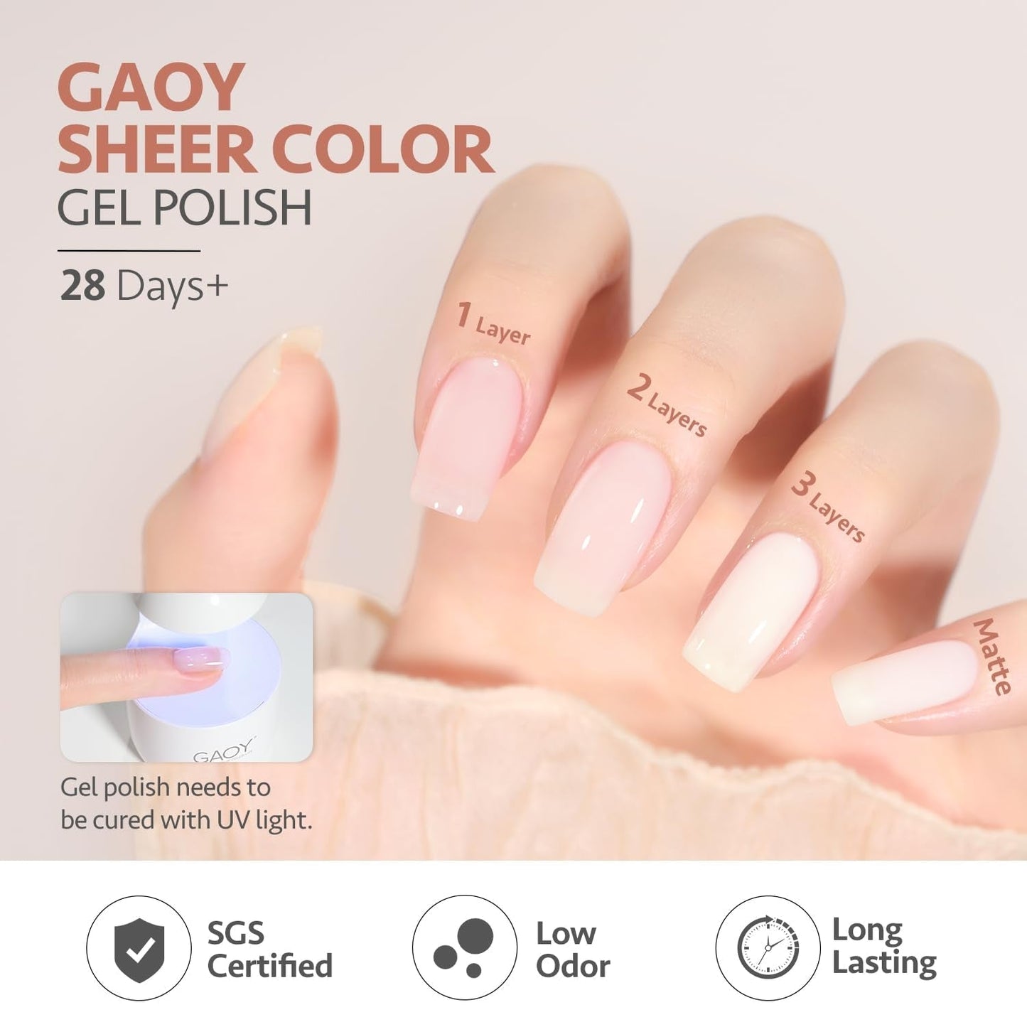 Milky Jelly Nude Gel Nail Polish Set, 6 Transparent Colors Sheer White Pink Gel Nail Kit for Salon and Nail Art DIY at Home