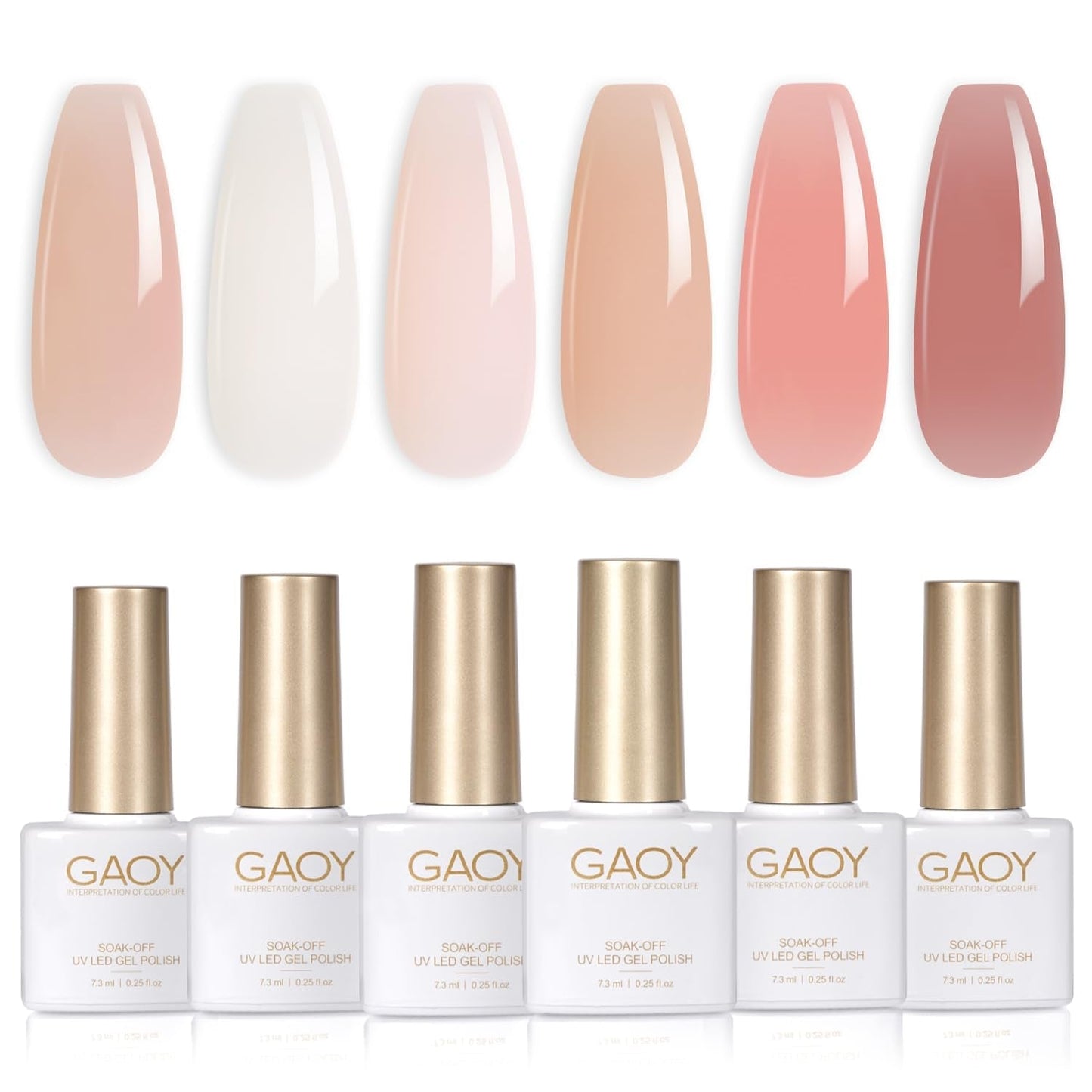 Milky Jelly Nude Gel Nail Polish Set, 6 Transparent Colors Sheer White Pink Gel Nail Kit for Salon and Nail Art DIY at Home - WORLD TIME VISITS